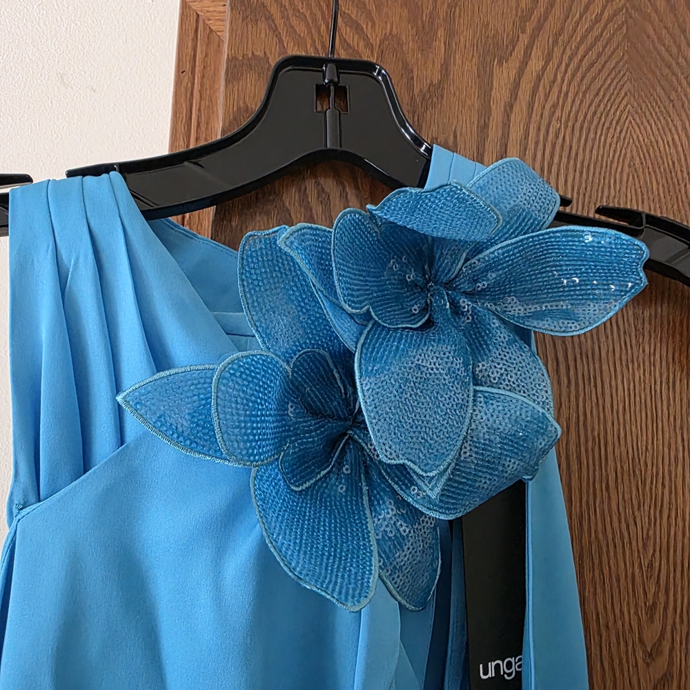Emanuel Ungaro Blue Tank Top with Floral Detail XL 10